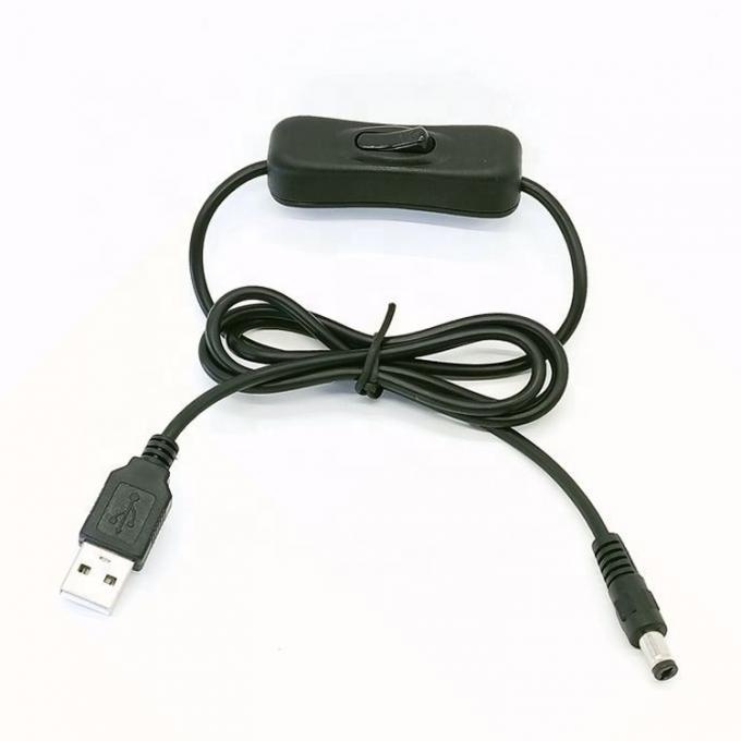 1m 5V USB a DC 5.5x2.1mm Cable de extensión del cargador de energía con interruptor ON OFF para Led 0