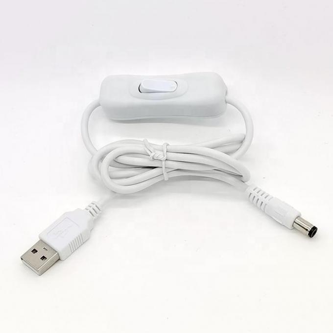 1m 5V USB a DC 5.5x2.1mm Cable de extensión del cargador de energía con interruptor ON OFF para Led 5