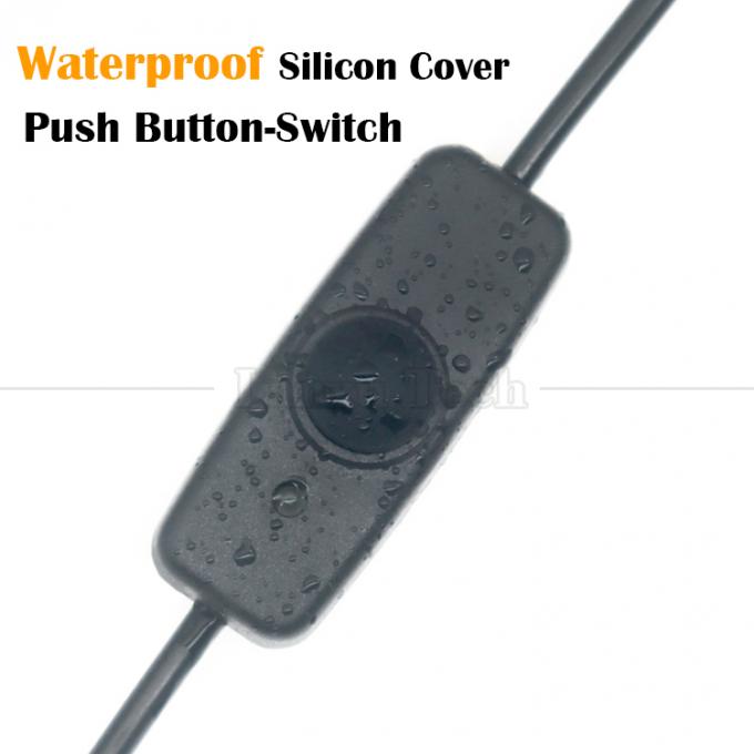Fabrica a medida cubierta de silicio impermeable pulsar botón 2 pin de corriente continua energía encendida apagada Cable de interruptor para la lámpara de la motocicleta 0