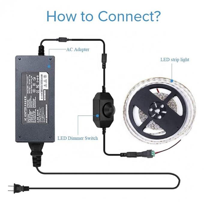 Certificado CE 12V 24V de macho a hembra de corriente continua de energía ON OFF controlador de interruptor LED oscurecedor para lámpara 7