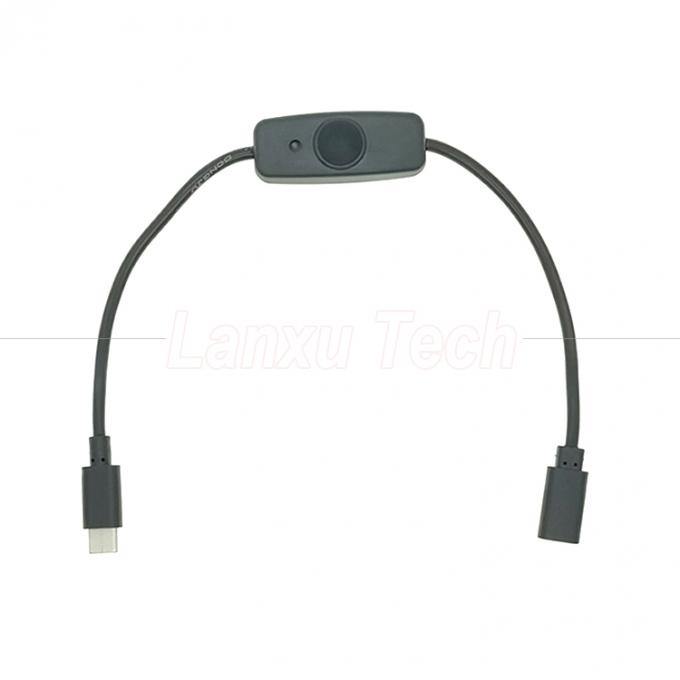 USB Tipo C Hombre a Mujer en apagado Cable de extensión de interruptor de tapa de silicio para el ventilador de lámpara Raspberry Pi 0