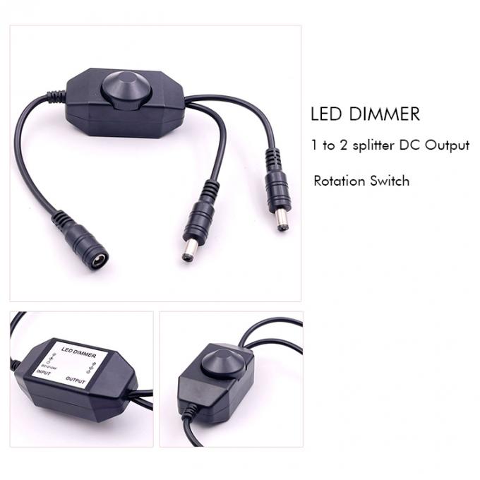 12v 1 Femenino para dividir 2 Hombre de corriente continua de energía encendida y apagada Rotation Switch Controller LED Dimmer para lámpara 1
