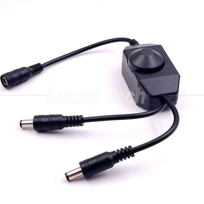 12v 1 Femenino para dividir 2 Hombre de corriente continua de energía encendida y apagada Rotation Switch Controller LED Dimmer para lámpara 0