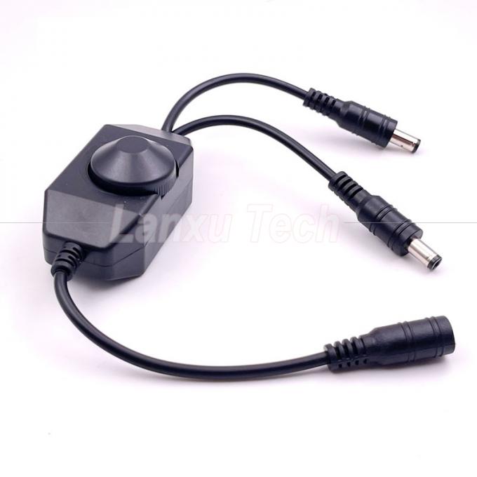 12v 1 Femenino para dividir 2 Hombre de corriente continua de energía encendida y apagada Rotation Switch Controller LED Dimmer para lámpara 4