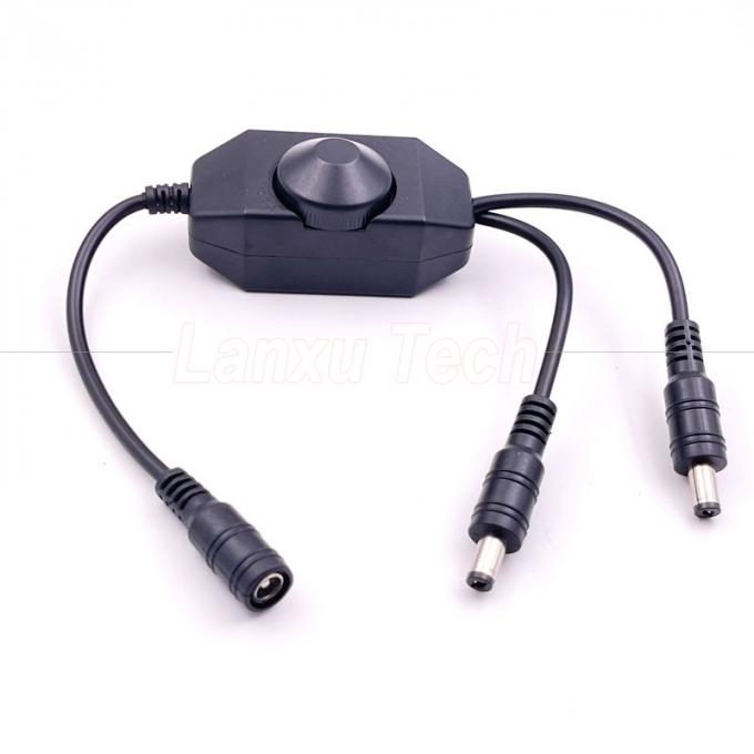 12v 1 Femenino para dividir 2 Hombre de corriente continua de energía encendida y apagada Rotation Switch Controller LED Dimmer para lámpara 2