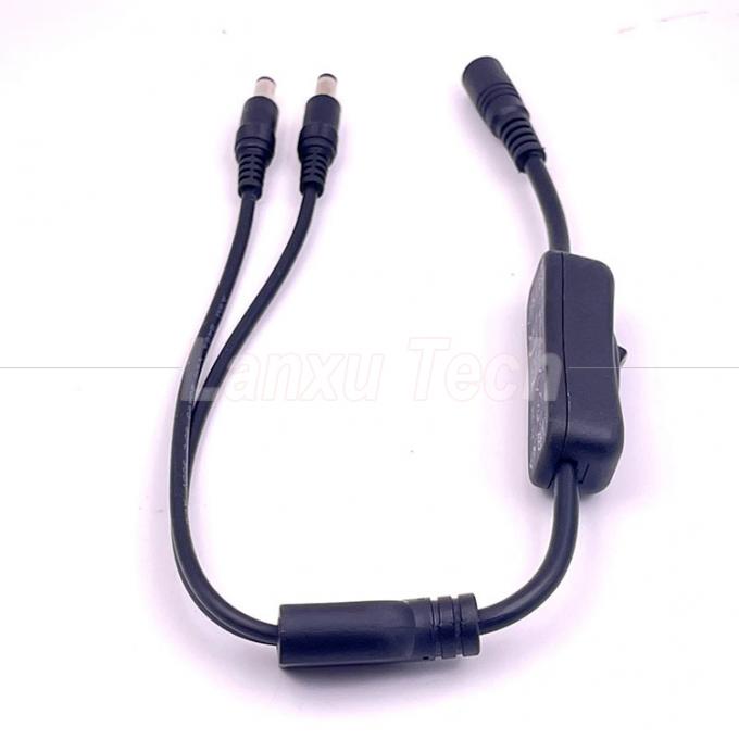 12v Splitter 1 Hembra a 2 Hombres enchufe de corriente continua 5.5x2.1mm encendido y apagado Cable de cable de interruptor para luz de lámpara LED 3