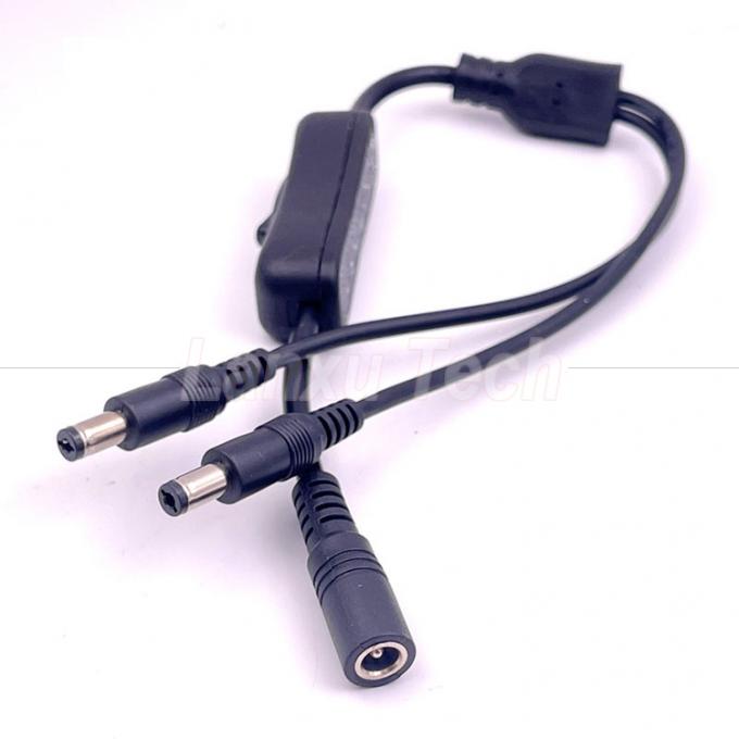 12v Splitter 1 Hembra a 2 Hombres enchufe de corriente continua 5.5x2.1mm encendido y apagado Cable de cable de interruptor para luz de lámpara LED 4