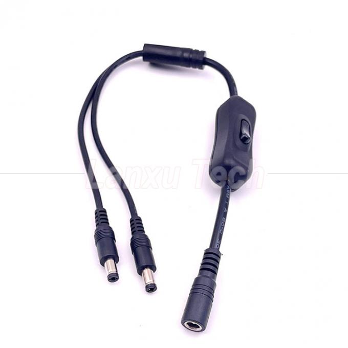 12v Splitter 1 Hembra a 2 Hombres enchufe de corriente continua 5.5x2.1mm encendido y apagado Cable de cable de interruptor para luz de lámpara LED 1