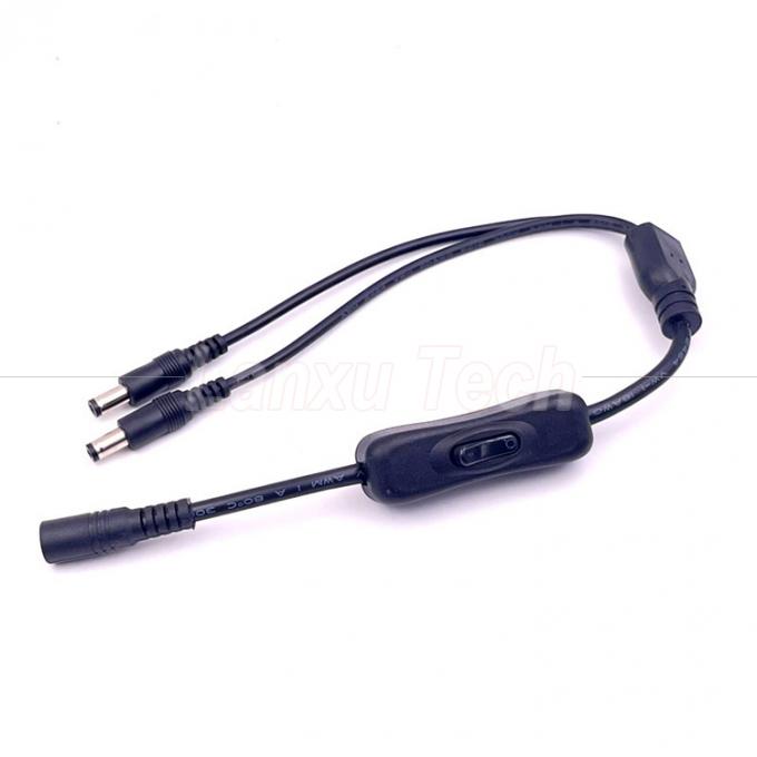 12v Splitter 1 Hembra a 2 Hombres enchufe de corriente continua 5.5x2.1mm encendido y apagado Cable de cable de interruptor para luz de lámpara LED 5
