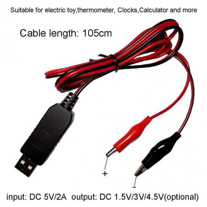 AA AAA Batería Eliminador Batería de reposición USB 5v a 1.5v 3v 4.5v Paso abajo Cable de cargador de energía para juguete eléctrico de luz LED 3