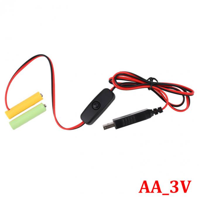 1.5v 3v 4.5v 6v LR6 AA LR03 AAA Eliminador de batería Reemplazar USB Switch ON OFF Cable de cargador de energía para juguetes electrónicos de luz LED 1