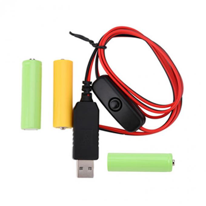 1.5v 3v 4.5v 6v LR6 AA LR03 AAA Eliminador de batería Reemplazar USB Switch ON OFF Cable de cargador de energía para juguetes electrónicos de luz LED 3