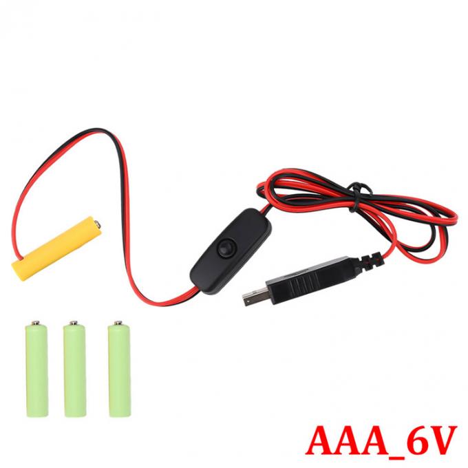 1.5v 3v 4.5v 6v LR6 AA LR03 AAA Eliminador de batería Reemplazar USB Switch ON OFF Cable de cargador de energía para juguetes electrónicos de luz LED 2