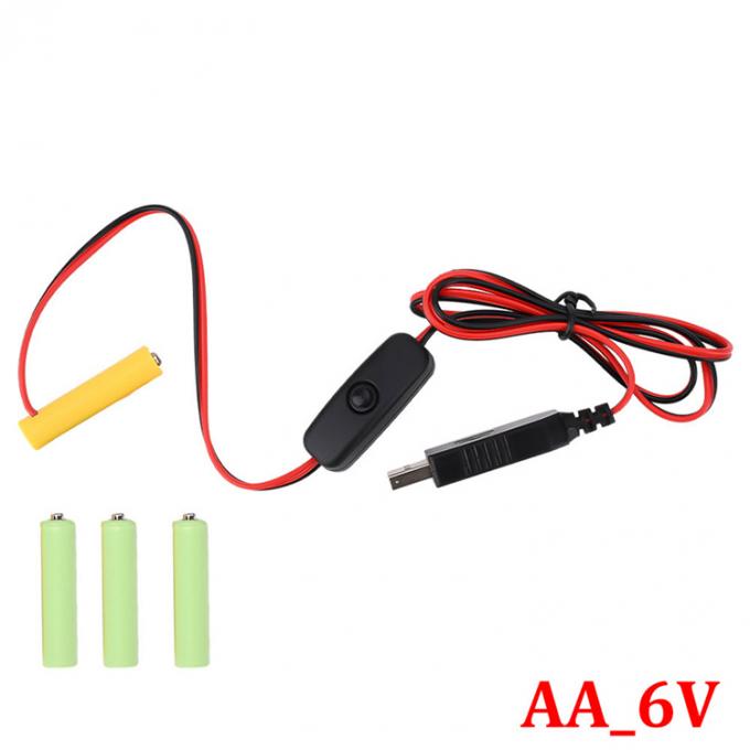 1.5v 3v 4.5v 6v LR6 AA LR03 AAA Eliminador de batería Reemplazar USB Switch ON OFF Cable de cargador de energía para juguetes electrónicos de luz LED 5