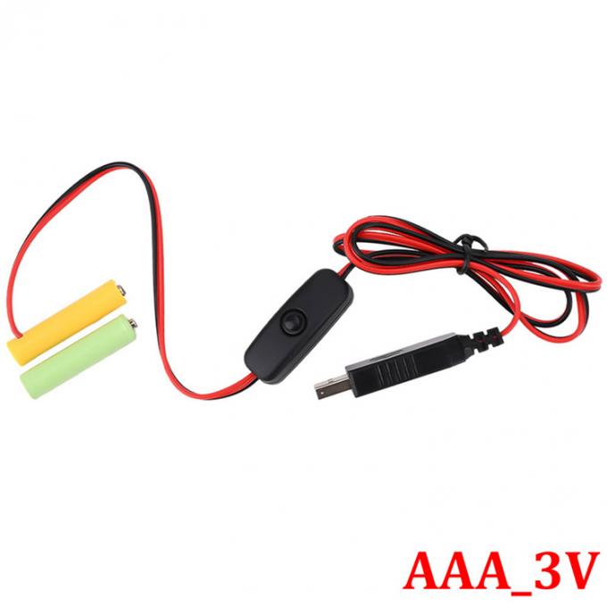 1.5v 3v 4.5v 6v LR6 AA LR03 AAA Eliminador de batería Reemplazar USB Switch ON OFF Cable de cargador de energía para juguetes electrónicos de luz LED 4