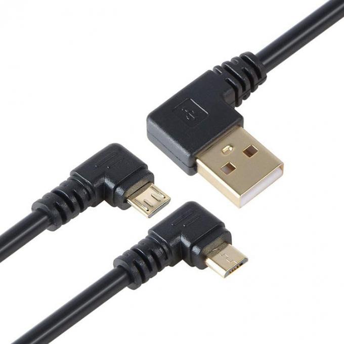 Ángulo USB a la forma de L ángulo izquierdo derecho 90 grados Micro V8 Cable de carga de datos de extensión 0