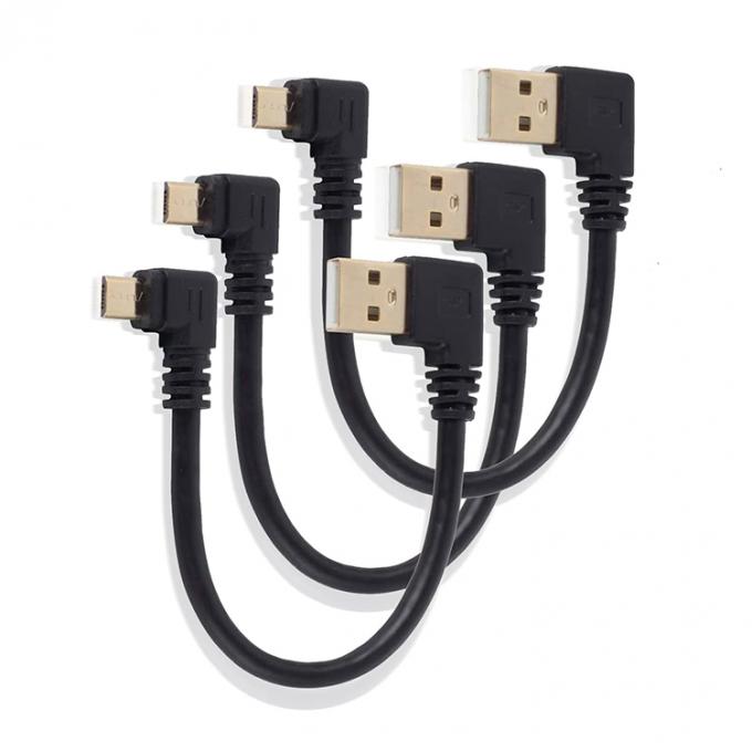 Ángulo USB a la forma de L ángulo izquierdo derecho 90 grados Micro V8 Cable de carga de datos de extensión 1