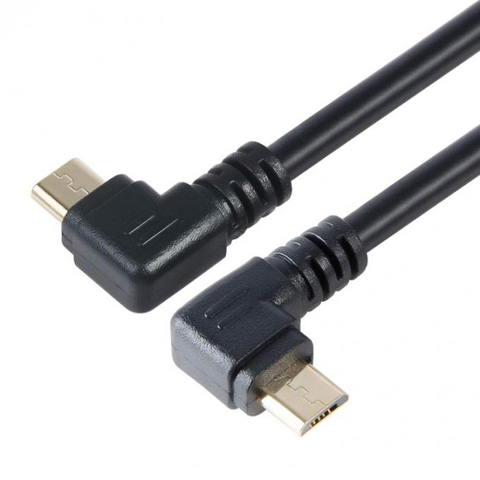 Ángulo USB a la forma de L ángulo izquierdo derecho 90 grados Micro V8 Cable de carga de datos de extensión 3