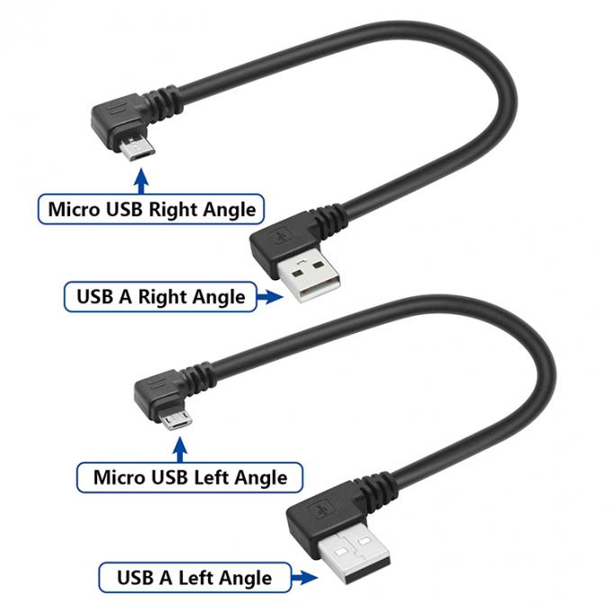 Ángulo USB a la forma de L ángulo izquierdo derecho 90 grados Micro V8 Cable de carga de datos de extensión 4