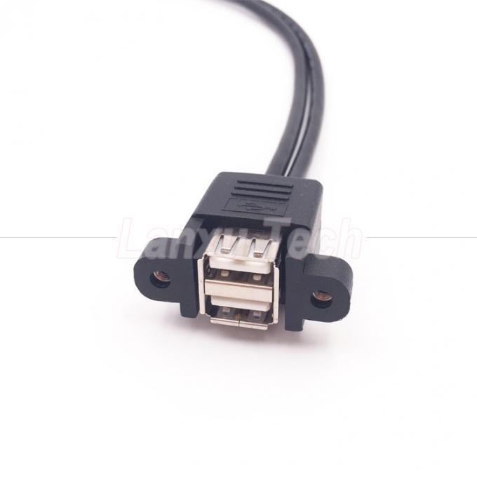 Conector USB doble tipo A de 2 puertos de panel de montaje USB a Dupont 9 Pin Header Conector de cable de alambre 3