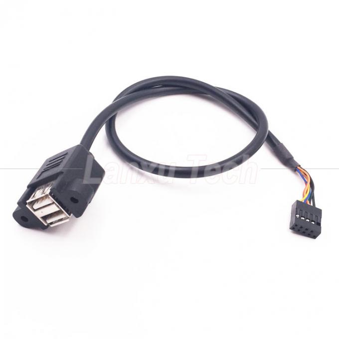 Conector USB doble tipo A de 2 puertos de panel de montaje USB a Dupont 9 Pin Header Conector de cable de alambre 4