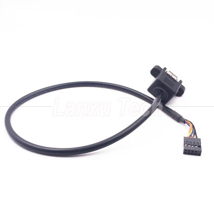 Conector USB doble tipo A de 2 puertos de panel de montaje USB a Dupont 9 Pin Header Conector de cable de alambre 7