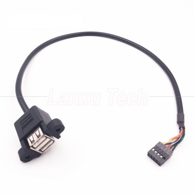 Conector USB doble tipo A de 2 puertos de panel de montaje USB a Dupont 9 Pin Header Conector de cable de alambre 5