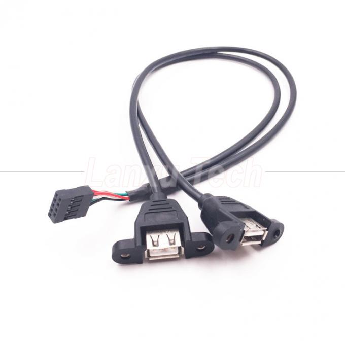 Dual USB tipo A 2 puertos panel montado USB a cable de cable de conector Dupont 1