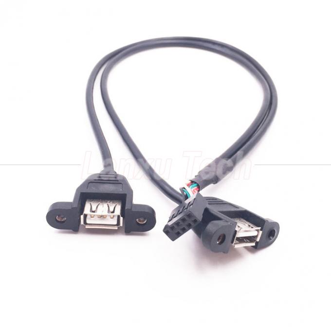 Dual USB tipo A 2 puertos panel montado USB a cable de cable de conector Dupont 3