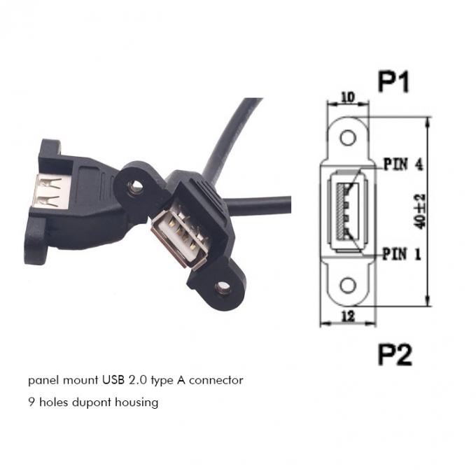 Dual USB tipo A 2 puertos panel montado USB a cable de cable de conector Dupont 2