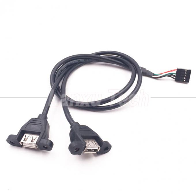 Dual USB tipo A 2 puertos panel montado USB a cable de cable de conector Dupont 5