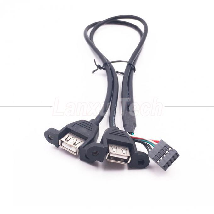 Dual USB tipo A 2 puertos panel montado USB a cable de cable de conector Dupont 4