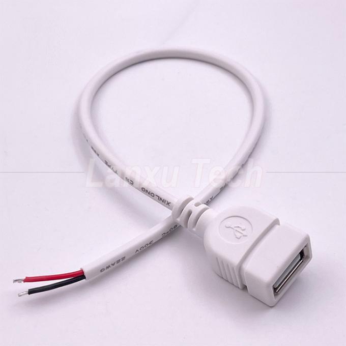5V USB blanco Femenino para abrir cables desnudos Cables de extremo de cola de cerdo para tira LED 1
