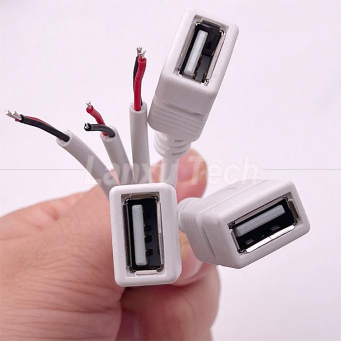 5V USB blanco Femenino para abrir cables desnudos Cables de extremo de cola de cerdo para tira LED 5