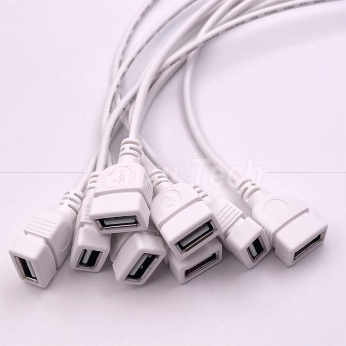 5V USB blanco Femenino para abrir cables desnudos Cables de extremo de cola de cerdo para tira LED 3