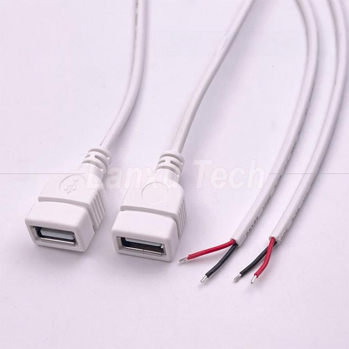 5V USB blanco Femenino para abrir cables desnudos Cables de extremo de cola de cerdo para tira LED 4