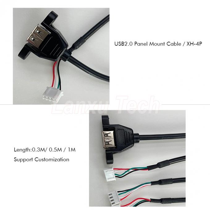 Cable de montaje de panel USB 2.0 tipo A a JST XH PH VH de 4 pines 3