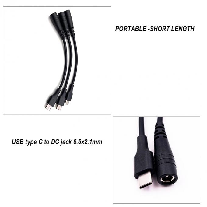 Cable de extensión del cargador de 5.5x2.1 mm de 5V USB Tipo C a CC para ventilador de lámpara de escritorio LED 1