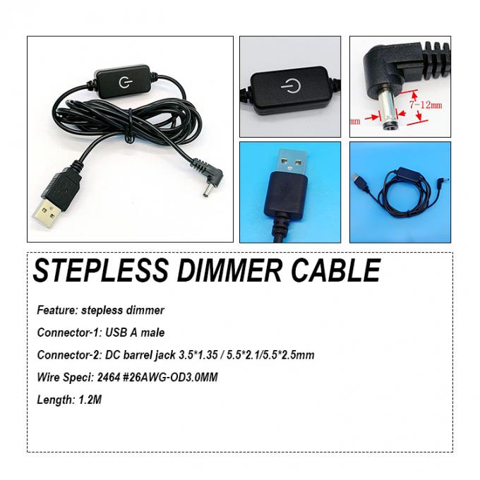 USB a DC Jack Dimmer sin pasos para la tira de luz LED 0