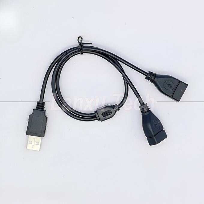 USB 2.0 Un macho a 2 USB doble Jack Y splitter Hub Hábulo de adaptación de cable de extensión de cable de alimentación 2