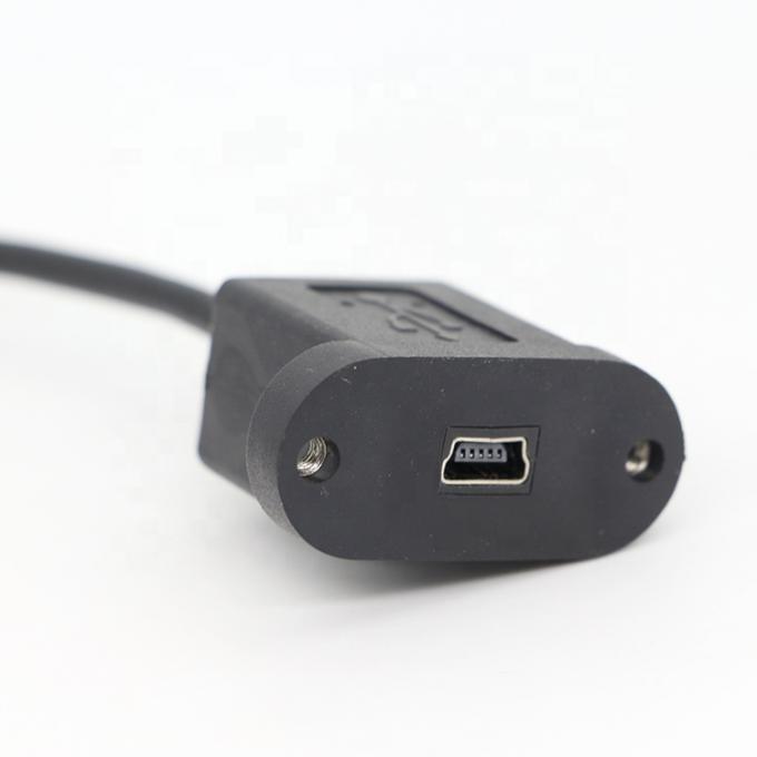 Cerradura de tornillo de 90 grados ángulo derecho de hombre a mujer Mini panel USB cable de extensión de montaje 4