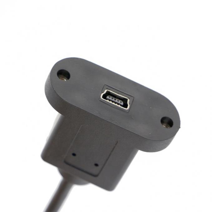 Cerradura de tornillo de 90 grados ángulo derecho de hombre a mujer Mini panel USB cable de extensión de montaje 3
