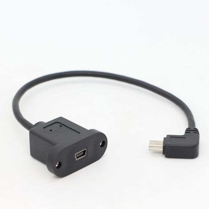 Cerradura de tornillo de 90 grados ángulo derecho de hombre a mujer Mini panel USB cable de extensión de montaje 1