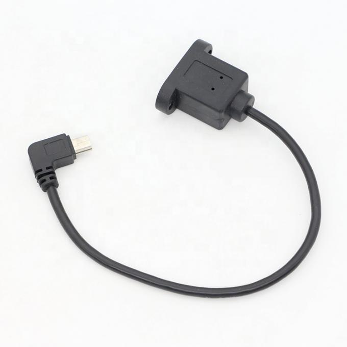 Cerradura de tornillo de 90 grados ángulo derecho de hombre a mujer Mini panel USB cable de extensión de montaje 7