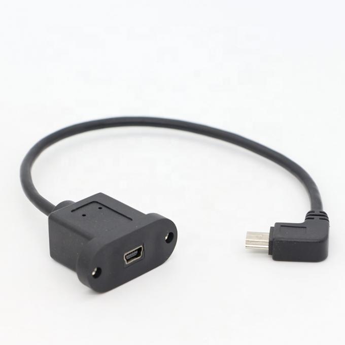 Cerradura de tornillo de 90 grados ángulo derecho de hombre a mujer Mini panel USB cable de extensión de montaje 6