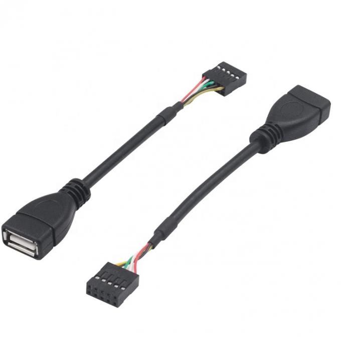 USB Tipo A Femenino a 9 pines Dupont Femenino Cabeza de adaptador de placa base de encabezado 2