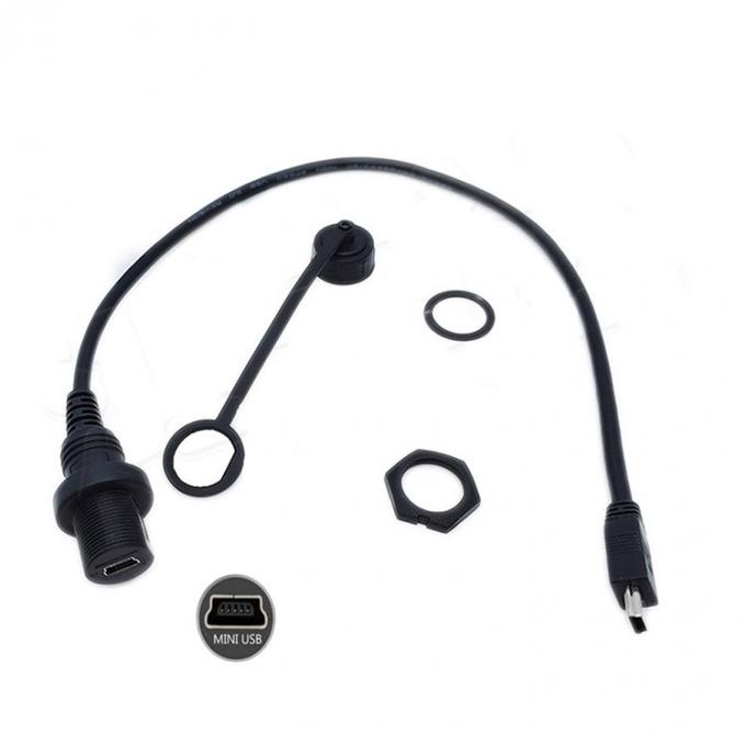 Mini USB macho a Micro USB hembra cable de extensión a prueba de agua con panel de montaje de descarga para automóvil camión barco computadora de motocicleta 1