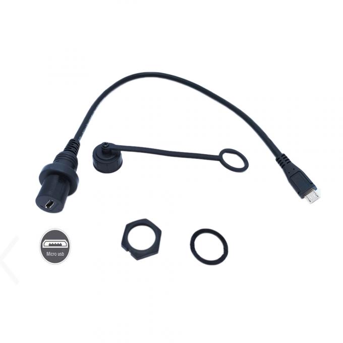 Mini USB macho a Micro USB hembra cable de extensión a prueba de agua con panel de montaje de descarga para automóvil camión barco computadora de motocicleta 2