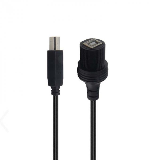 USB B 2.0/3.0 Cables de extensión impermeables de macho a hembra con panel de montaje de descarga para impresora de automóviles, camiones, barcos y computadoras de motocicletas 1