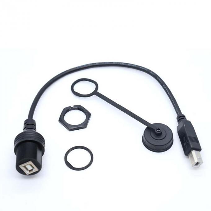 USB B 2.0/3.0 Cables de extensión impermeables de macho a hembra con panel de montaje de descarga para impresora de automóviles, camiones, barcos y computadoras de motocicletas 3